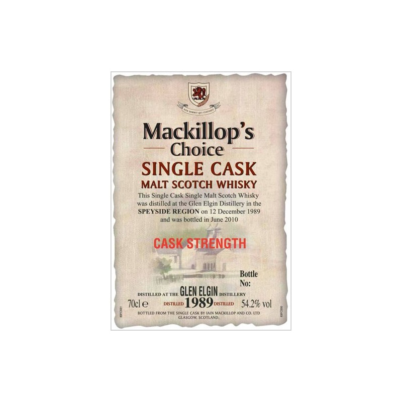 Glen Elgin Mackillop´s Choice Cask Strength 54,2% 70 cl. Flaske Nr. 144