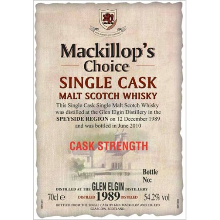Glen Elgin Mackillop´s Choice Cask Strength 54,2% 70 cl. Flaske Nr. 144