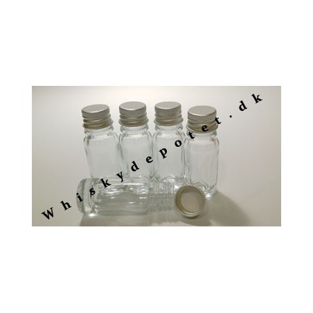 1 cl. Glasflaske med ALU metal Kapsel.