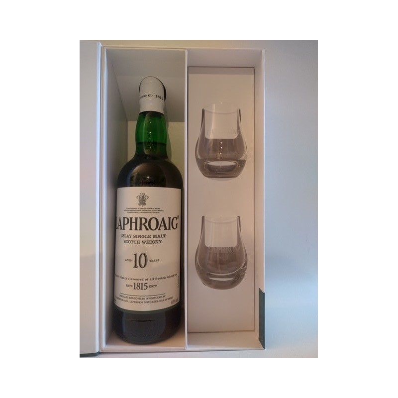 Laphroaig 10 år Single Malt inklusiv 2 glas